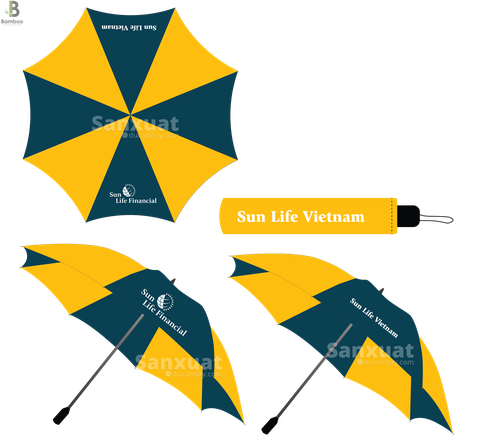 Ô Dù Vàng Xanh Đen - Bamboo Uniform