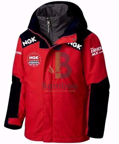 Mẫu Áo Khoác Gió Đỏ Đen - Bamboo Uniform