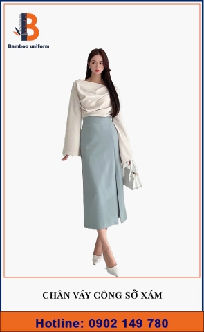 Chân Váy Công Sở Xám - Bamboo Uniform