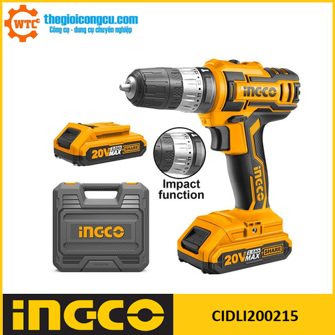 Máy khoan búa dùng pin 20V Ingco CIDLI200215