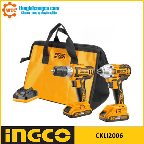 Bộ máy khoan và máy vặn vít dùng pin 20V Ingco CKLI2006