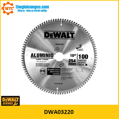 Lưỡi cưa nhôm Dewalt 255mm x 100T DWA03220