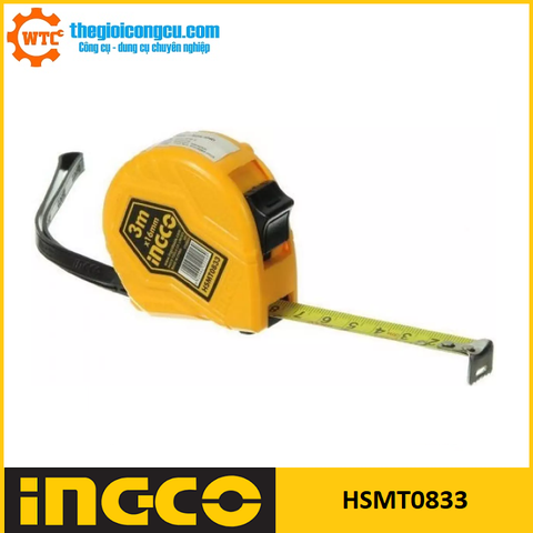 3mx16mm Thước cuộn thép nền vàng Ingco HSMT0833