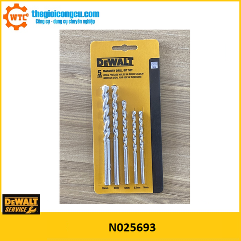 Bộ 5 mũi khoan bê tông 5mm đến 10mm DeWALT N025693