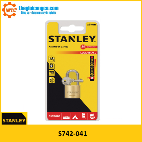 S742-041 Ổ Khóa Hiệu Stanley USA, đồng thau, càng dài, rộng 25mm