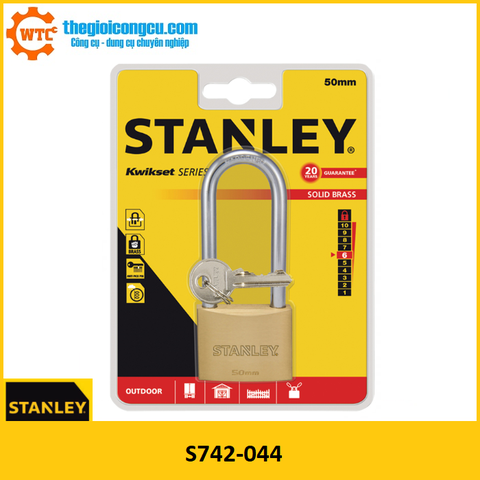 S742-044 Ổ Khóa Hiệu Stanley USA, đồng thau, càng dài, rộng 50mm