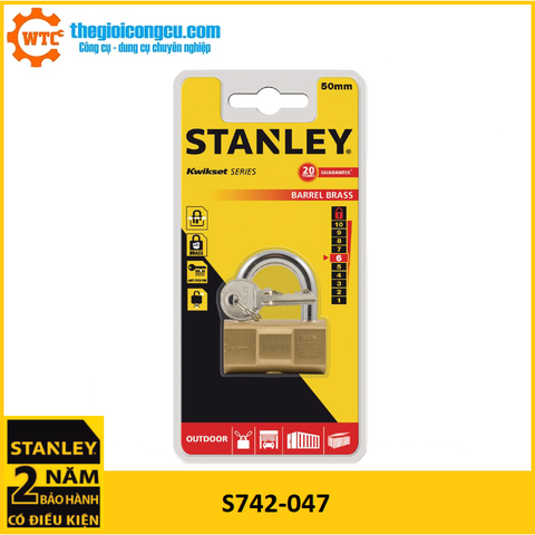S742-047 Ổ Khóa Hiệu Stanley USA, đồng thau, rộng 50mm