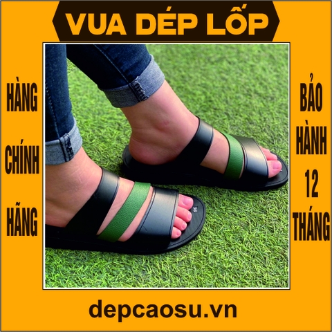 Dép 3 quai chéo đế cao 2.5cm màu xanh bộ đội