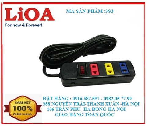 ổ cắm lioa 3s3/ổ cắm 2 chấu -3m 3s3/ổ cắm kéo dài phổ thông 3m