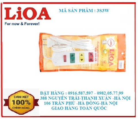ổ cắm lioa 3s3w/ổ cắm 2 chấu 3s3 màu trắng /ổ cắm 2 chấu dài 3m