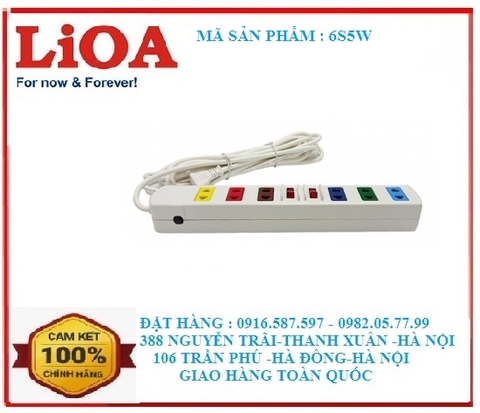ổ cắm kéo dài lioa 6s5w / ổ cắm 2 chấu màu trắng 6s5w