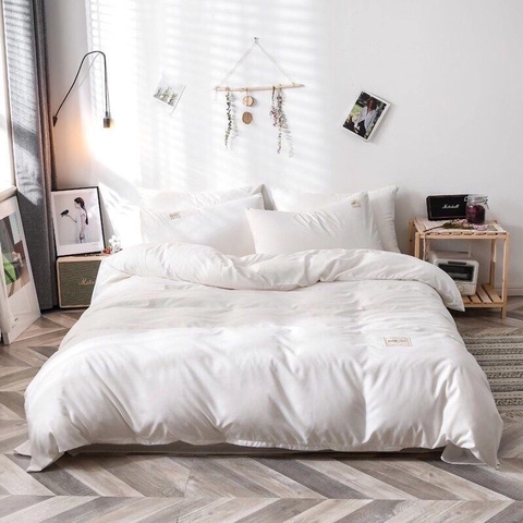 Bộ chăn ga gối đệm màu trắng cho không gian sang trọng