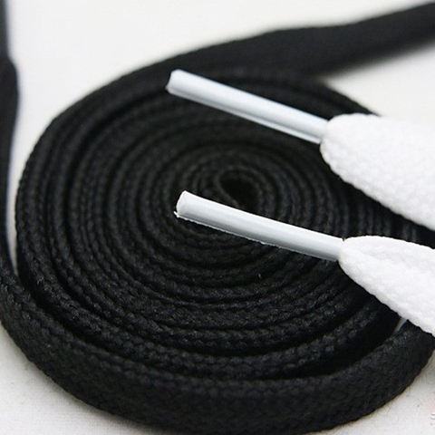 Dây Giày Thể Thao Dẹp 2 Màu Đen Trắng SL120 - Hàng Chính Hãng - Bounty Sneakers