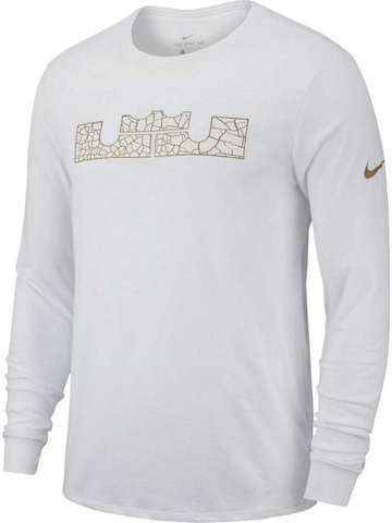 Áo Sweatshirts Thu Đông Nike Men's Dry LEBRON Strongest Long Sleeve Graphic Tee White 924221-100 - Hàng Chính Hãng