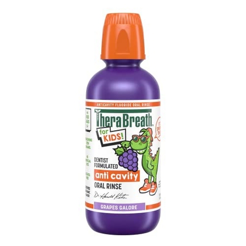 THERA BREATH KIDS - DENTIST FORMULATED ANTI CAVITY ORAL RINSE GRAPES GALORE (NƯỚC XÚC MIỆNG BÉ 473ml)