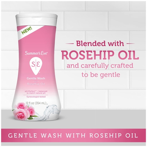 SUMMER'S EVE - GENTLE WASH WITH ROSEHIP OIL (DUNG DỊCH VỆ SINH DẦU HOA HỒNG 354ml)