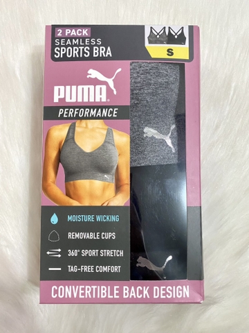 PUMA - SEAMLESS SPORTS BEA (SET 2 ÁO TẬP XÁM,ĐEN S)