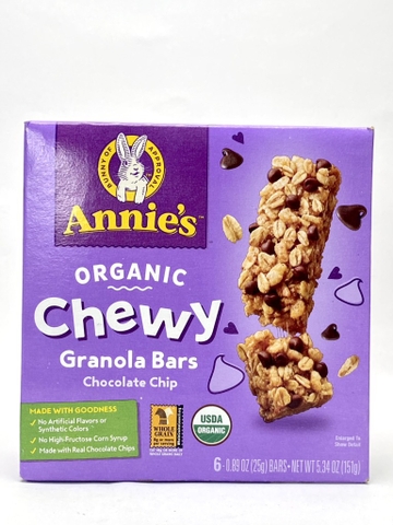 ANNIE’S - ORGANIC CHEWY GRANOLA BRAS CHOCOLATE CHIP (THANH NGŨ CỐC TÍM 25G)