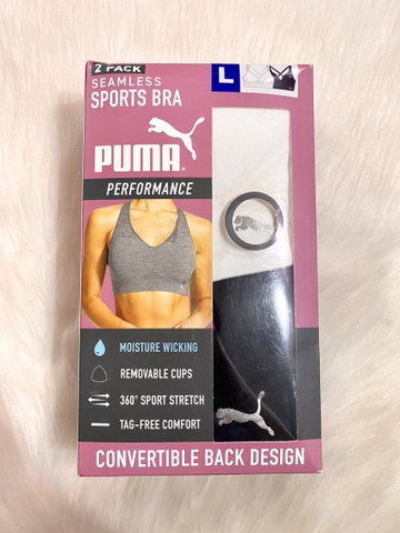 PUMA - SEAMLESS SPORTS BEA (SET 2 ÁO TẬP TRẮNG,ĐEN L)