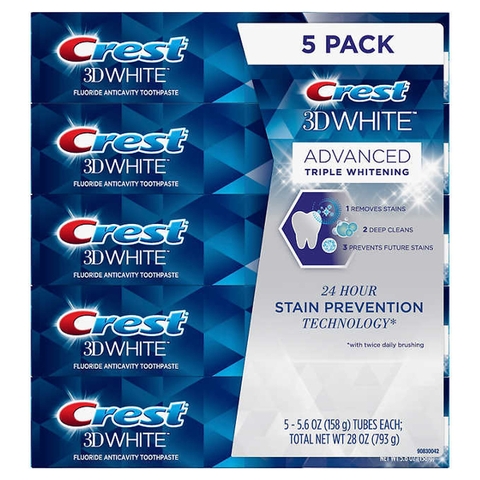 CREST - 3D WHITE ADVANCED (SET 5 KEM ĐÁNH RĂNG TRẮNG RĂNG)