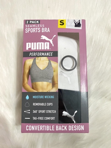 PUMA - SEAMLESS SPORTS BEA (SET 2 ÁO TẬP TRẮNG,ĐEN S)