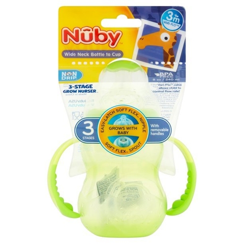 NUBY - WIDE NECK BOTTLE TO CUP (BÌNH CHO BÉ 3 TUỔI)