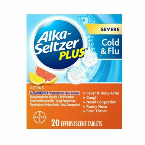 Alka Seltzer Plus - Cold & Flu (Viên Sủi Cảm Cúm 20viên)