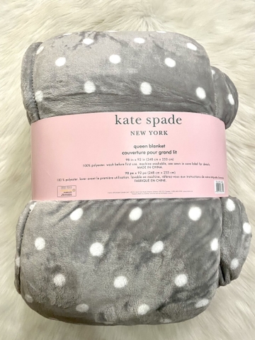KATE SPADE - QUEEN BLANKET (MỀNH LONG XÁM, CHẤM BI 248cm x 233cm)