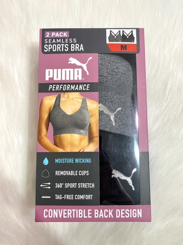 PUMA - SEAMLESS SPORTS BEA (SET 2 ÁO TẬP XÁM,ĐEN M)