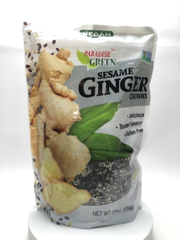 PARADISE GREEN - DRIED GINGER CHUNKS (GỪNG SẤY KHÔ, MÈ ĐEN 680G)