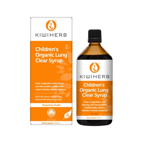 KIWIHERB - CHILDREN’S ORGANIC LUNG CLEAR SYRUP (SIRO TANG DÒM,THẢI ĐỘC PHỔI CHO BÉ 200ml)