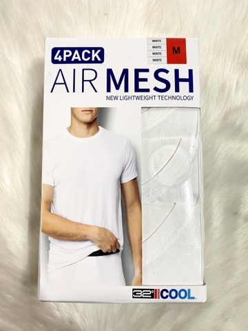 AIR MESH - Short Sleeve V-Neck (SET 4 Áo Lót Nam Trắng M)