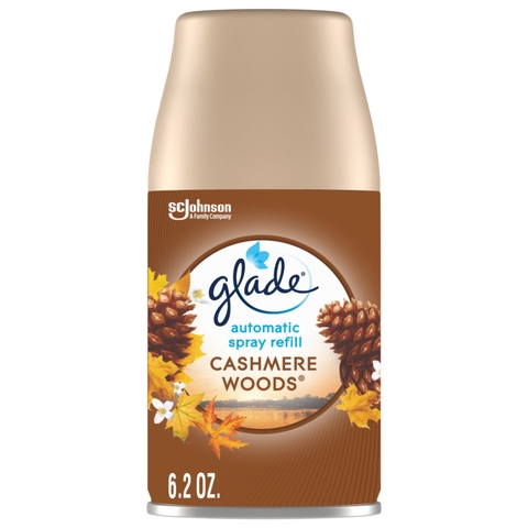GLADE - AUTOMATIC SPRAY REFILL CASHMERE WOODS (SET 2 BÌNH TINH DẦU MÁY THƠM PHÒNG HƯƠNG THÔNG 175G)