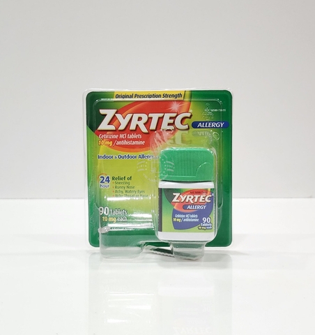 ZYRTEC - ALLERGY CETIRIZINE HCL (VIÊN UỐNG DỊ ỨNG 90 VIÊN)