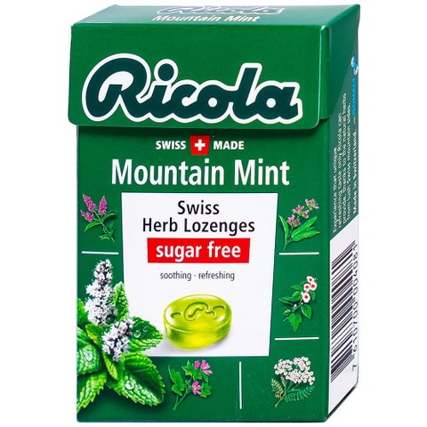 RICOLA - SWISS HERB LOZENGES MOUNTAIN MINT (KẸO HO KHÔNG ĐƯỜNG BẠC HÀ NÚI 40G)