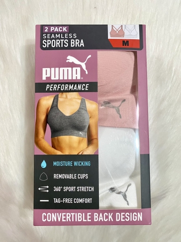PUMA - SEAMLESS SPORTS BEA (SET 2 ÁO TẬP TRẮNG,HỒNG M)