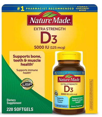 Nature Made - D3 5000IU (Cung Cấp Vitamin D3 220 Viên)