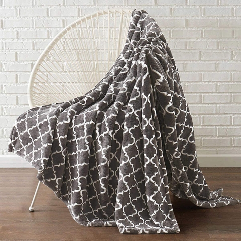 MÔNTE & JARDIN - Ultra Plush Throw (Mền Xám Hoạ Tiết 152 x 177cm)