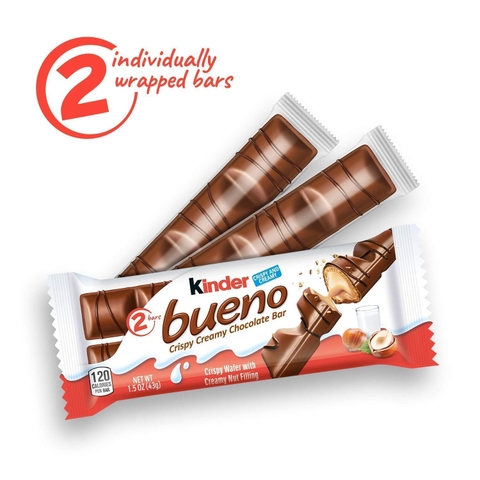 KINDER - BUENO CRISPY CREAMY CHOCOLATE BAR (THANH KEM CHOCOLTE HẠT PHỈ 43G)