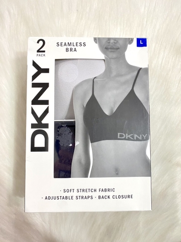DKNY - Seamless Bra (SET 2 Áo Lót Size L, Đen Xám)
