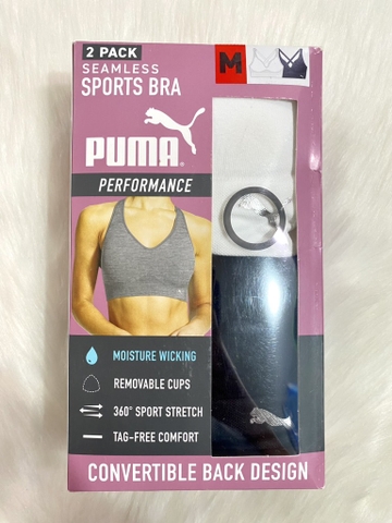 PUMA - SEAMLESS SPORTS BRA (SET 2 ÁO TẬP TRẮNG,ĐEN M)