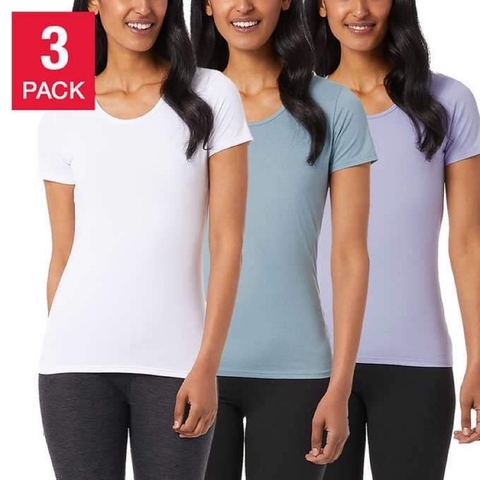 32 DEGREES COOL - SHORT SLEEVE SCOOP NECK (SET 3 ÁO THUN TRẮNG, XÁM, TÍM SIZE S)