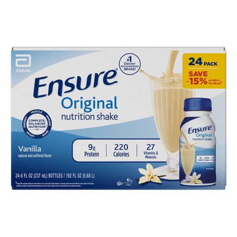 ENSURE - ORIGINAL NUTRITION SHAKE (SỮA NƯỚC 1 THÙNG , 24 CHAI)