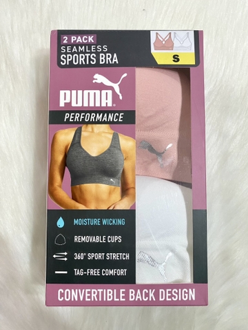 PUMA - SEAMLESS SPORTS BEA (SET 2 ÁO TẬP HỒNG,TRẮNG S)