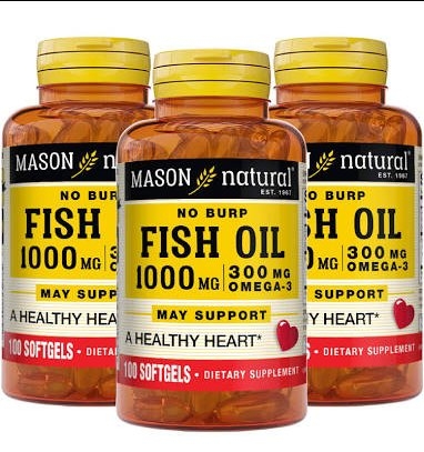 MASON NATURAL - OMEGA-3 FISH OIL 1000MG (DẦU CÁ 1000MG 100 VIÊN)