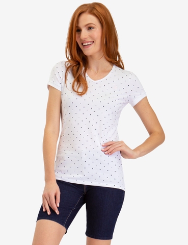 U.S. POLO - 21497006 (ÁO THUN TRẮNG CHẤM BI ĐEN SIZE M)