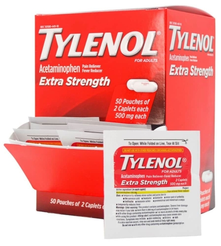 TYLENOL - EXTRA STRENGTH  (HỖ TRỢ GIẢM ĐAU HẠ SỐT 2x50 TÚI 100 VIÊN)