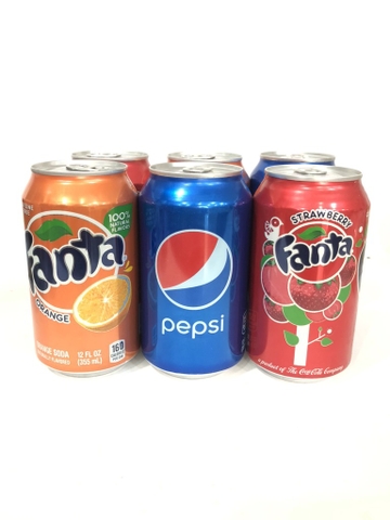 PEPSI, FANTA ORANGE, FANTA STRAWBERRY (SET 2 PEPSI, 2 FANTA CAM, 2 FANTA DÂU)