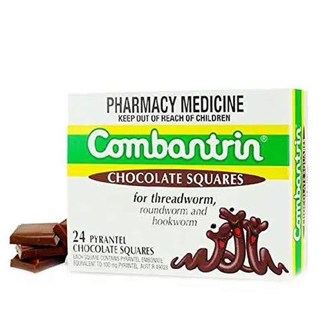 PHARMACY MEDICINE - COMBANTRIN PYRANTEL CHOCOLATE SQUARES (CHOCOLATE TẨY GIUN 24 THANH)