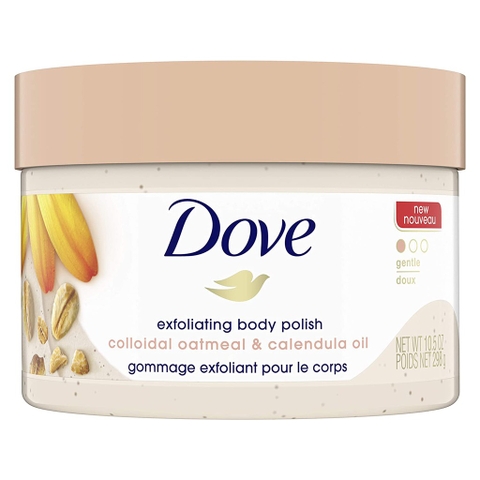 DOVE - EXFOLIATING BODY POLISH (TẨY TẾ BÀO CHẾT YẾN MẠCH, DẦU HOA CÚC 298G)
